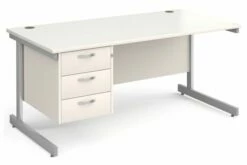 Thrifty Next-Day Rectangular Desk 3 Drawers White