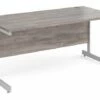 All Grey Oak C-Leg Rectangular Desk