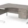 Thrifty Next-Day Left Hand Ergonomic Desk 2 Drawers Grey Oak