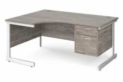 Thrifty Next-Day Left Hand Ergonomic Desk 2 Drawers Grey Oak