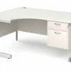 Thrifty Next-Day Left Hand Ergonomic Desk 2 Drawers White