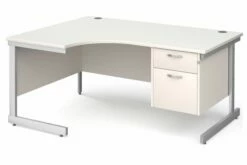 Thrifty Next-Day Left Hand Ergonomic Desk 2 Drawers White