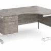 Thrifty Next-Day Right Hand Ergonomic Desk 2 Drawers Grey Oak