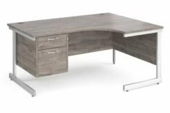 Thrifty Next-Day Right Hand Ergonomic Desk 2 Drawers Grey Oak