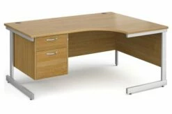All Oak C-Leg Right Hand Ergo Desk 2 Drawers