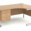 All Beech C-Leg Right Hand Ergo Desk 3 Drawers