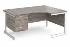 Thrifty Next-Day Right Hand Ergonomic Desk 3 Drawers Grey Oak