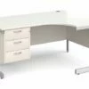 Thrifty Next-Day Right Hand Ergonomic Desk 3 Drawers White