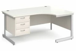 Thrifty Next-Day Right Hand Ergonomic Desk 3 Drawers White