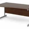 All Walnut C-Leg Wave Desk Left