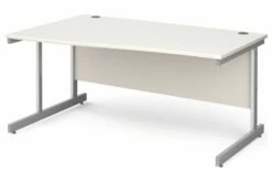 All White C-Leg Wave Desk Left