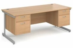 All Beech C-Leg Executive Desk 2+2 Drawers