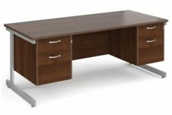 All Walnut C-Leg Executive Desk 2+2 Drawers