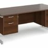 All Walnut C-Leg Executive Desk 2+3 Drawers