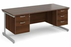 All Walnut C-Leg Executive Desk 2+3 Drawers