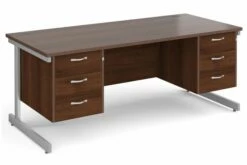 All Walnut C-Leg Executive Desk 3+3 Drawers