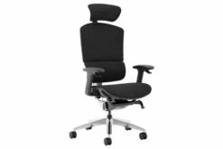 Peryton Deluxe 24 Hour Fabric High Back Operator Chair With Headrest (Black)