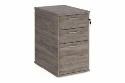 All Grey Oak Desk High Pedestal