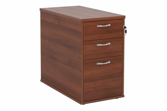 Thrifty Next-Day Desk High Pedestal Walnut