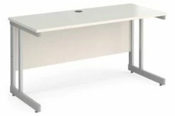 All White Double C-Leg Narrow Rectangular Desk