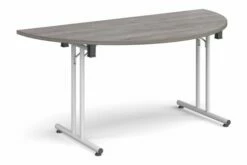 All Grey Oak Semi Circular Folding Table