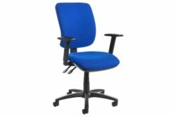 Isla High Back Fabric Operator Chair Adjustable Arms (Blue)