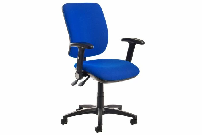 Isla High Back Fabric Operator Chair Folding Arms (Blue)