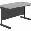 All Black C-Leg Narrow Rectangular Desk