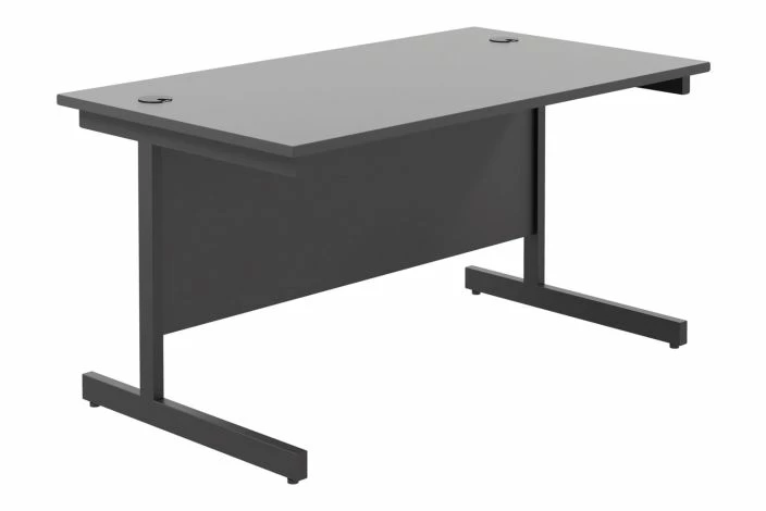 All Black C-Leg Narrow Rectangular Desk