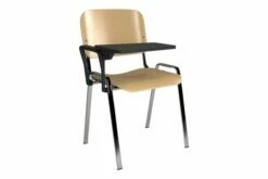 Volta Wooden Conference Chair With Writing Tablet (Chrome Frame)
