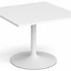 All White Trumpet Base Square Extension Table