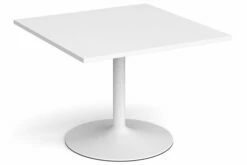 All White Trumpet Base Square Extension Table