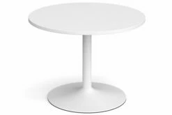 All White Trumpet Base Round Boardroom Table