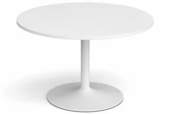 All White Premium Trumpet Base Round Boardroom Table
