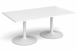 All White Trumpet Base Rectangular Boardroom Table
