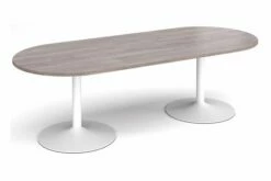 All Grey Oak Trumpet Base Radial Boardroom Table