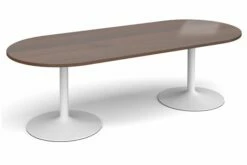 All Walnut Trumpet Base Radial Boardroom Table