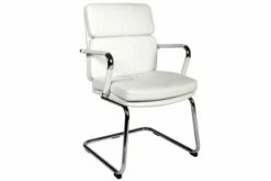Crowne Leather Faced Cantilever Chair (White)