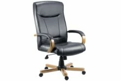 Knightsbridge Leather Faced Executive Chair Oak/Black