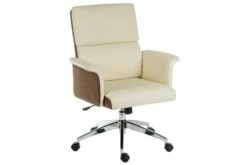Panache Medium Back Executive Leather Look Chair Cream