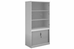 All White Premium Systems Multi Storage Glazed Top Tambour Cupboards