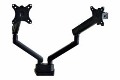 All Black Gas Spring Double Monitor Arm
