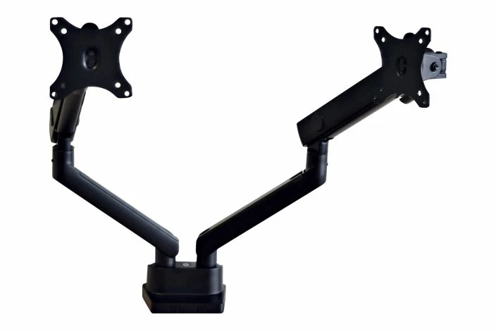All Black Gas Spring Double Monitor Arm