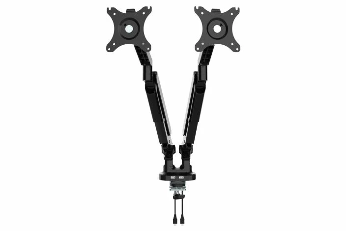 Flush Gas Spring Double Monitor Arm