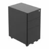All Black Metal Narrow Mobile Pedestal