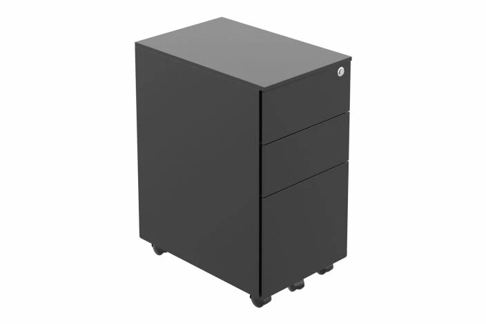 All Black Metal Narrow Mobile Pedestal