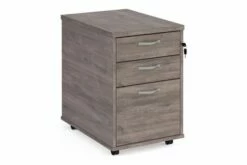 All Grey Oak Tall Mobile 3 Drawer Pedestal