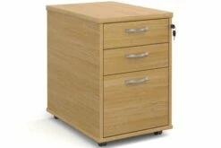 All Oak Tall Mobile 3 Drawer Pedestal