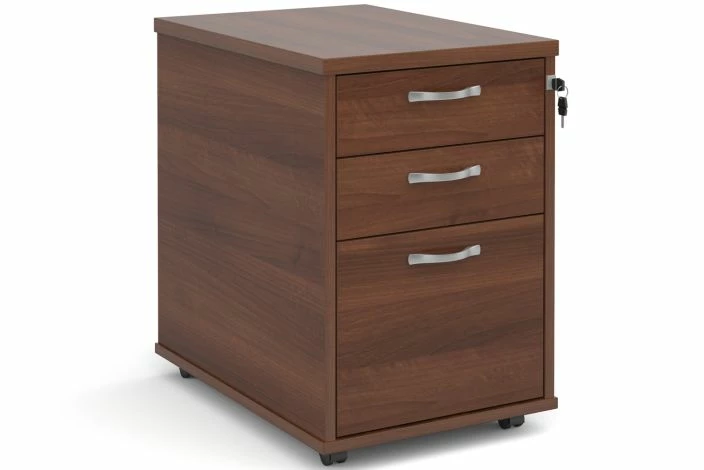 All Walnut Tall Mobile 3 Drawer Pedestal