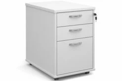 All White Tall Mobile 3 Drawer Pedestal